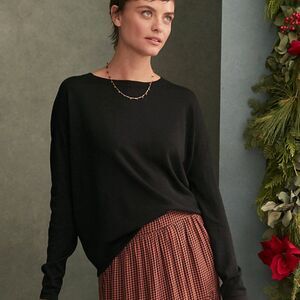 Luxurious Garnet Hill Silk & Cotton Oversized Sweater - Classic Black Si…